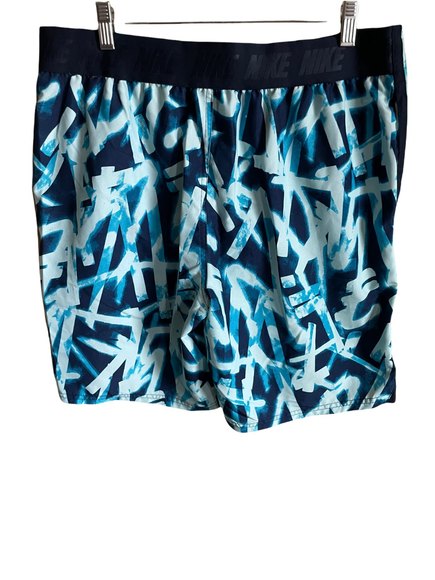 Nike BoardShorts Swim 37763  Back Elastic LaceUp Front Blues SZ Large Sharp - Picture 3 of 10